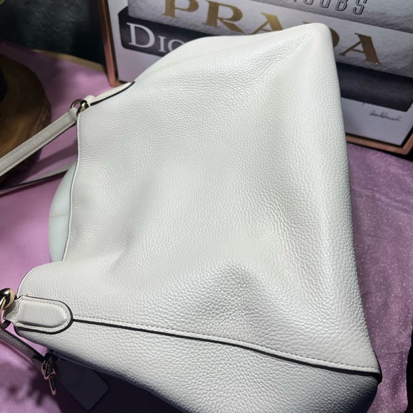 Coach Hallie Handbag White Leather Shoulder Bag NWOT - Picture 8 of 14